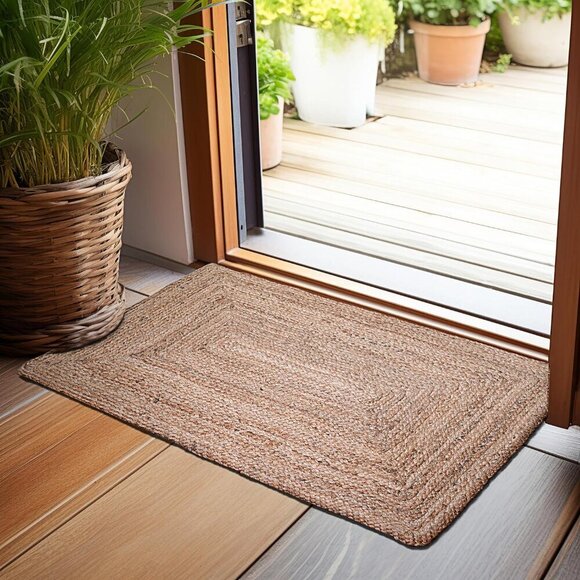 Other - Hand Woven Jute Braided Rug, 2'x3' – Natural, Reversible Boho Entry Area Rugs fo